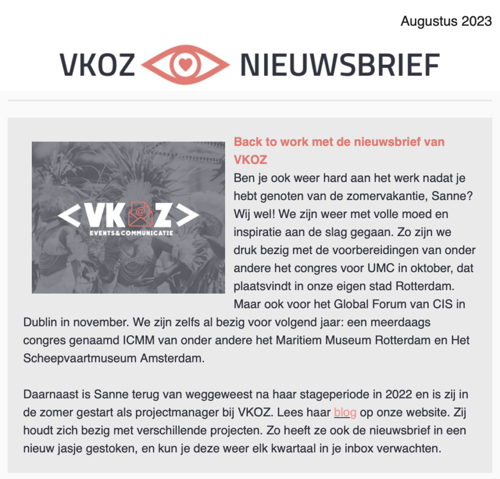 VKOZ nieuwsbrief - augustus 2023