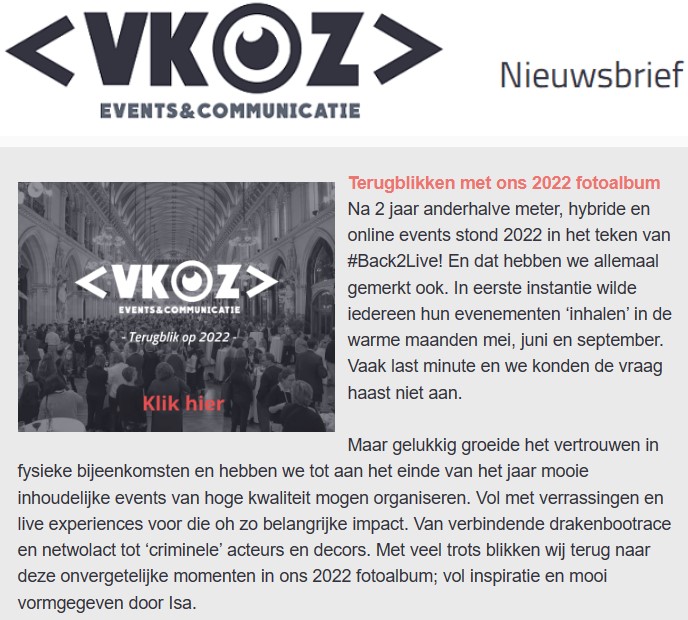 VKOZ nieuwsbrief - terugblik 2022